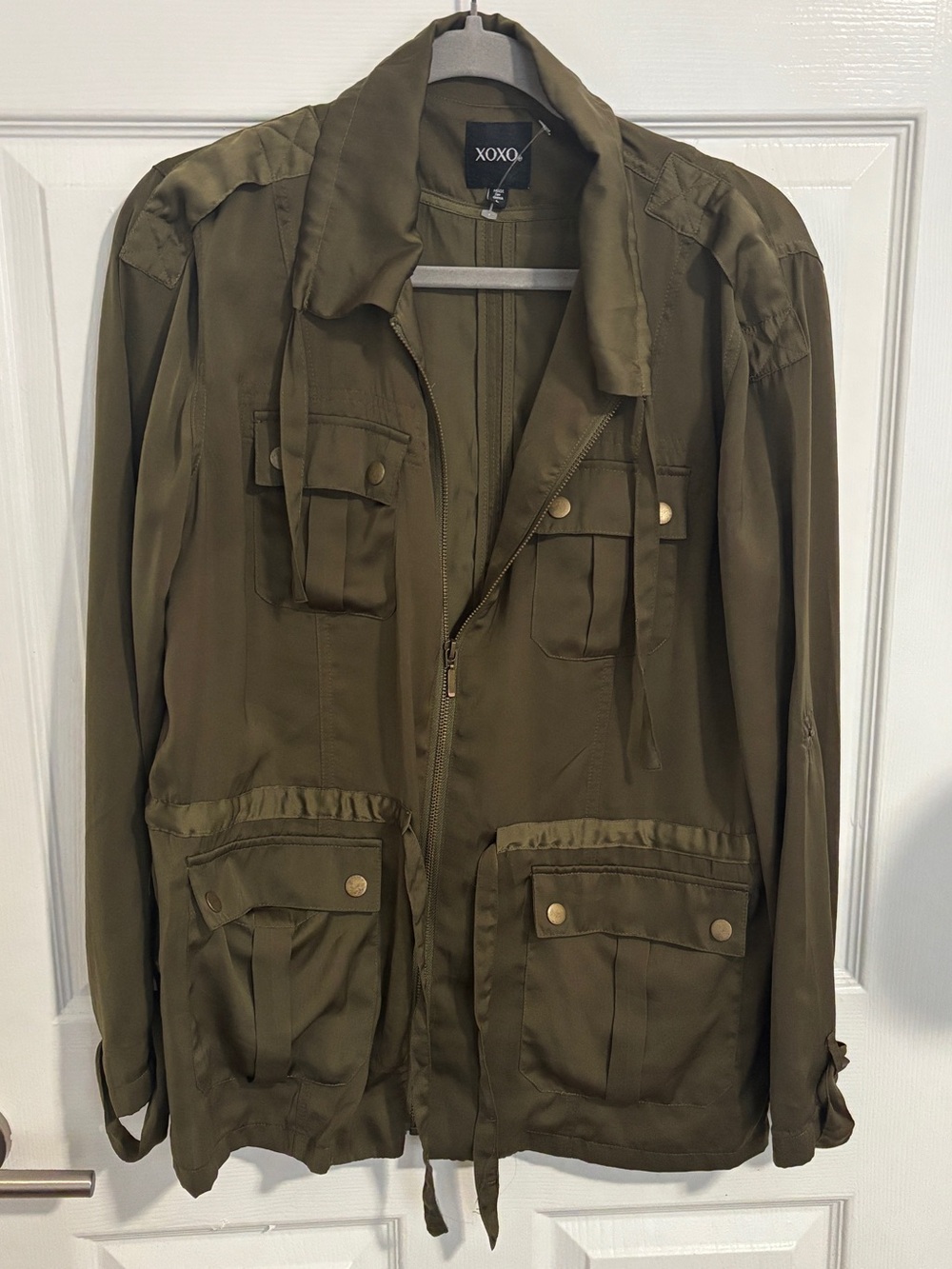 XOXO Size L Olive Utility Field Jacket with Front Pockets